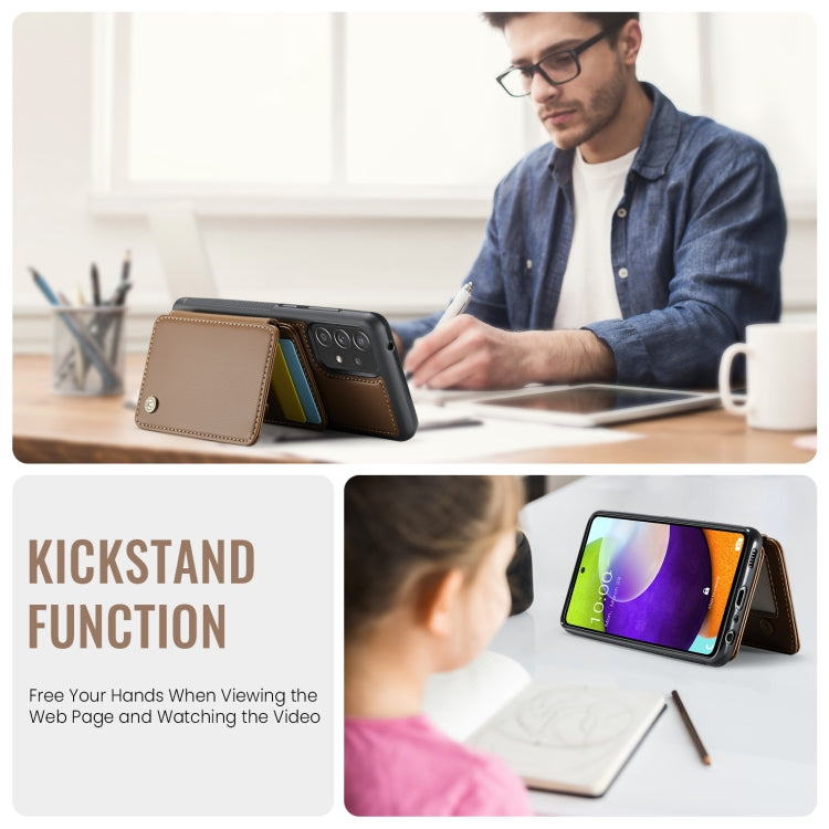 For Samsung Galaxy A52 5G / A52 4G JEEHOOD J05 Business Magnetic Style RFID Leather Phone Case(Brown) - Galaxy Phone Cases by JEEHOOD | Online Shopping UK | buy2fix