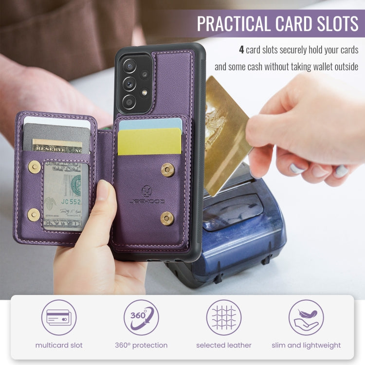 For Samsung Galaxy A52s 5G JEEHOOD J05 Business Magnetic Style RFID Leather Phone Case(Purple) - Galaxy Phone Cases by JEEHOOD | Online Shopping UK | buy2fix