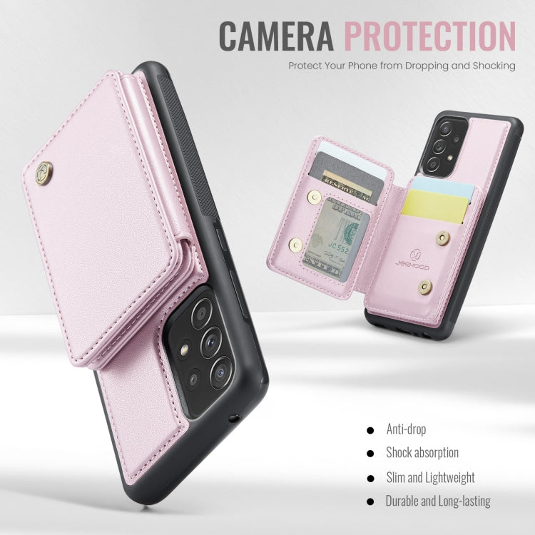 For Samsung Galaxy A52s 5G JEEHOOD J05 Business Magnetic Style RFID Leather Phone Case(Pink) - Galaxy Phone Cases by JEEHOOD | Online Shopping UK | buy2fix