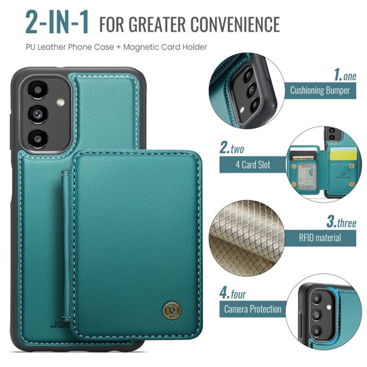 For Samsung Galaxy A13 5G JEEHOOD J05 Business Magnetic Style RFID Leather Phone Case(Blue Green) - Galaxy Phone Cases by JEEHOOD | Online Shopping UK | buy2fix