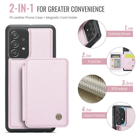 For Samsung Galaxy A23 JEEHOOD J05 Business Magnetic Style RFID Leather Phone Case(Pink) - Galaxy Phone Cases by JEEHOOD | Online Shopping UK | buy2fix
