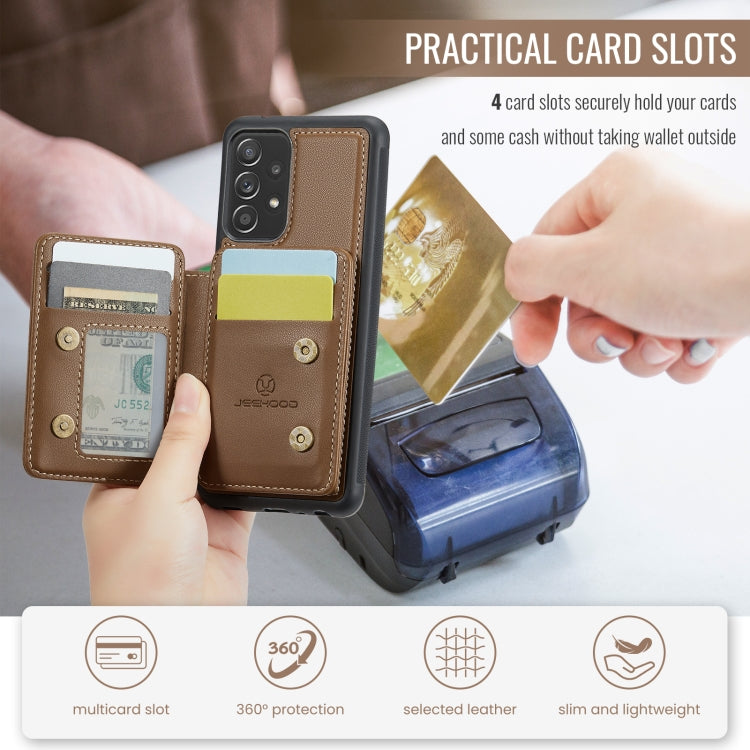 For Samsung Galaxy A23 JEEHOOD J05 Business Magnetic Style RFID Leather Phone Case(Brown) - Galaxy Phone Cases by JEEHOOD | Online Shopping UK | buy2fix