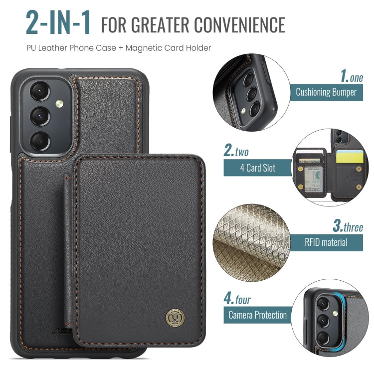 For Samsung Galaxy A24 4G JEEHOOD J05 Business Magnetic Style RFID Leather Phone Case(Black) - Galaxy Phone Cases by JEEHOOD | Online Shopping UK | buy2fix