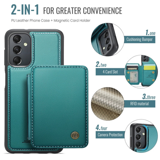 For Samsung Galaxy A24 4G JEEHOOD J05 Business Magnetic Style RFID Leather Phone Case(Blue Green) - Galaxy Phone Cases by JEEHOOD | Online Shopping UK | buy2fix