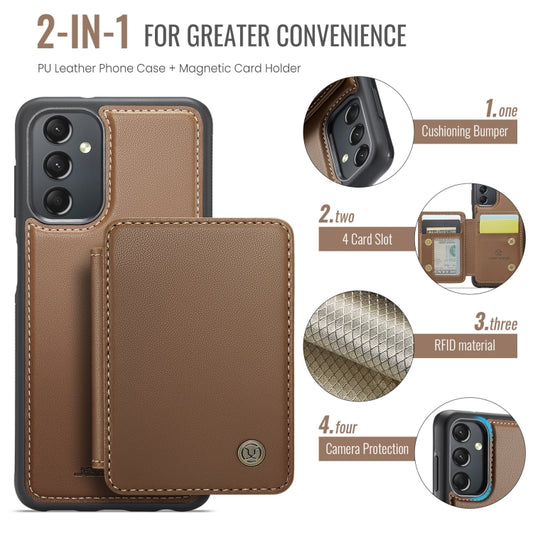 For Samsung Galaxy A24 4G JEEHOOD J05 Business Magnetic Style RFID Leather Phone Case(Brown) - Galaxy Phone Cases by JEEHOOD | Online Shopping UK | buy2fix