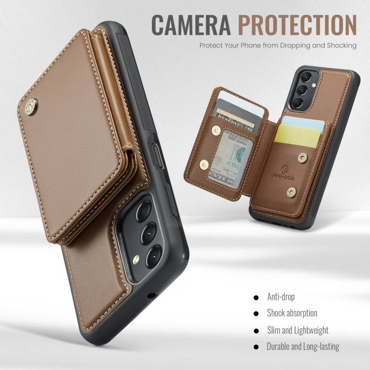 For Samsung Galaxy A24 4G JEEHOOD J05 Business Magnetic Style RFID Leather Phone Case(Brown) - Galaxy Phone Cases by JEEHOOD | Online Shopping UK | buy2fix