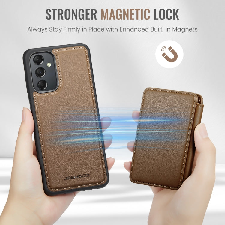 For Samsung Galaxy A24 4G JEEHOOD J05 Business Magnetic Style RFID Leather Phone Case(Brown) - Galaxy Phone Cases by JEEHOOD | Online Shopping UK | buy2fix