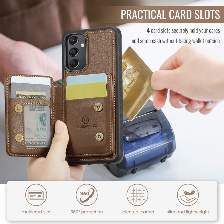 For Samsung Galaxy A24 4G JEEHOOD J05 Business Magnetic Style RFID Leather Phone Case(Brown) - Galaxy Phone Cases by JEEHOOD | Online Shopping UK | buy2fix