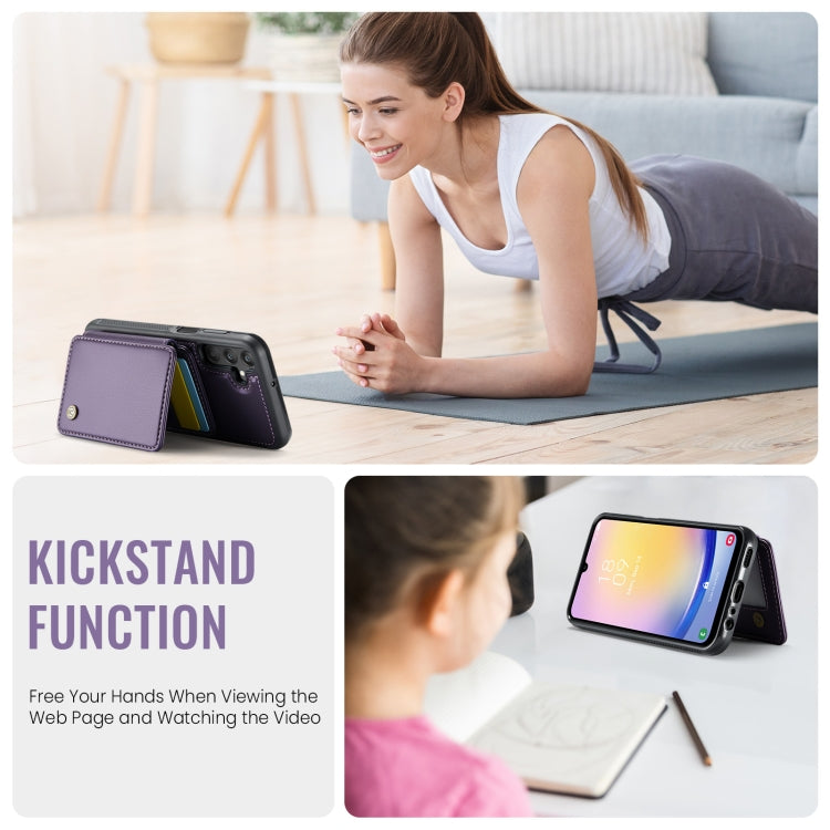 For Samsung Galaxy A25 JEEHOOD J05 Business Magnetic Style RFID Leather Phone Case(Purple) - Galaxy Phone Cases by JEEHOOD | Online Shopping UK | buy2fix