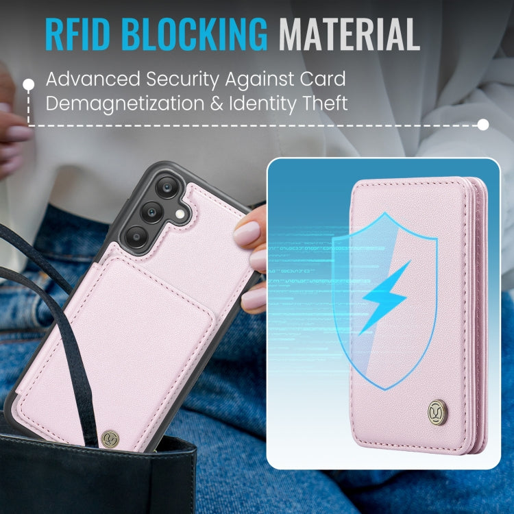For Samsung Galaxy A25 JEEHOOD J05 Business Magnetic Style RFID Leather Phone Case(Pink) - Galaxy Phone Cases by JEEHOOD | Online Shopping UK | buy2fix