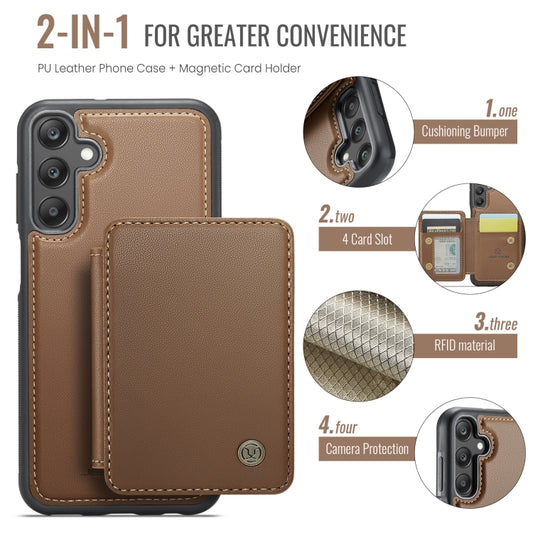 For Samsung Galaxy A25 JEEHOOD J05 Business Magnetic Style RFID Leather Phone Case(Brown) - Galaxy Phone Cases by JEEHOOD | Online Shopping UK | buy2fix