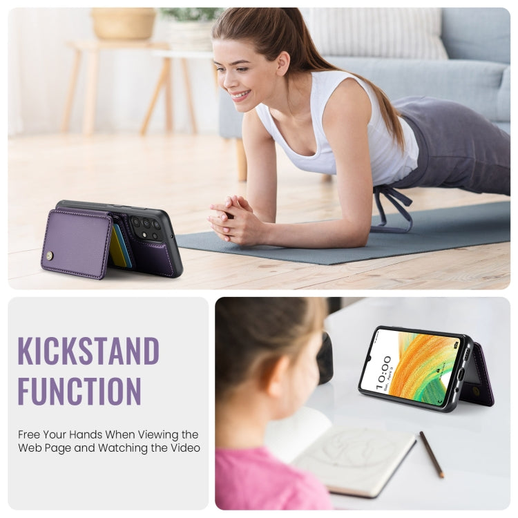 For Samsung Galaxy A33 5G JEEHOOD J05 Business Magnetic Style RFID Leather Phone Case(Purple) - Galaxy Phone Cases by JEEHOOD | Online Shopping UK | buy2fix