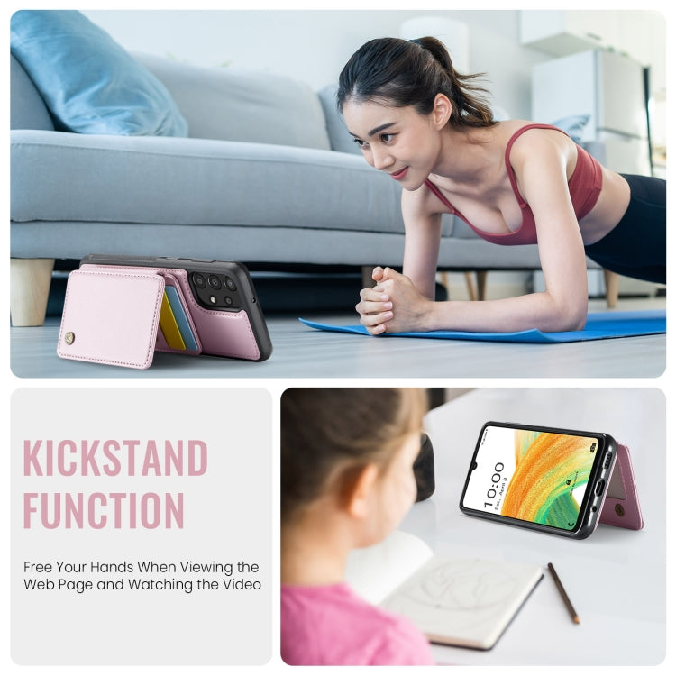 For Samsung Galaxy A33 5G JEEHOOD J05 Business Magnetic Style RFID Leather Phone Case(Pink) - Galaxy Phone Cases by JEEHOOD | Online Shopping UK | buy2fix