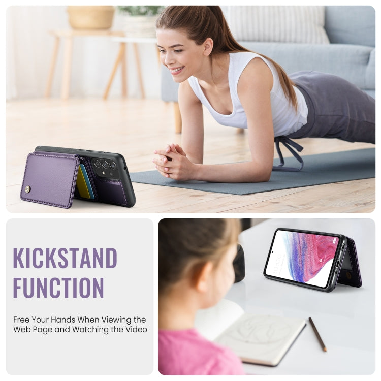 For Samsung Galaxy A53 5G JEEHOOD J05 Business Magnetic Style RFID Leather Phone Case(Purple) - Galaxy Phone Cases by JEEHOOD | Online Shopping UK | buy2fix