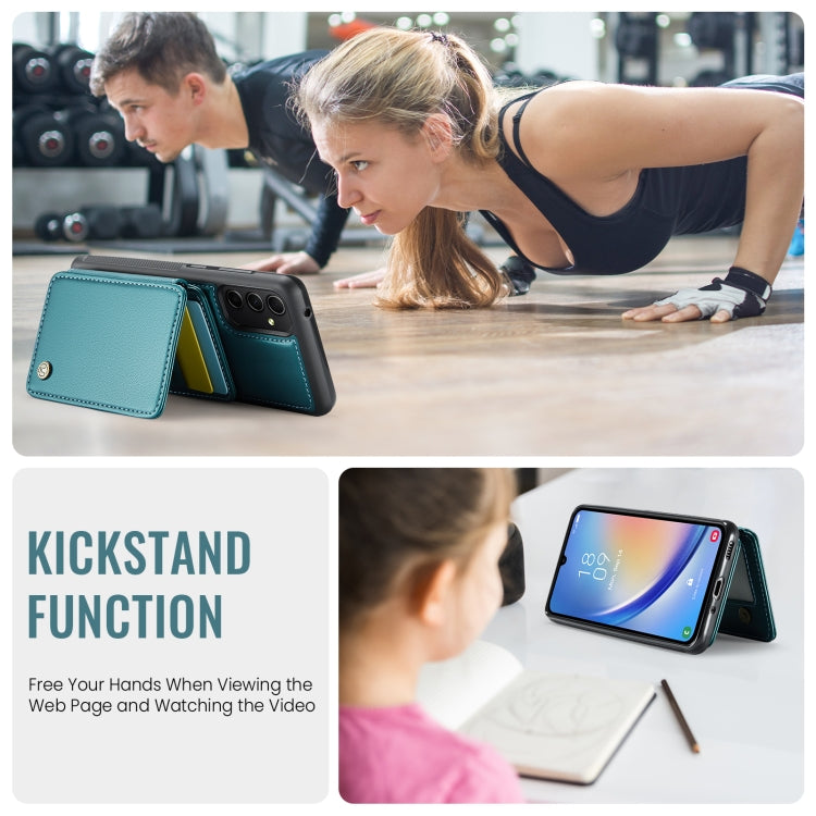 For Samsung Galaxy A34 5G JEEHOOD J05 Business Magnetic Style RFID Leather Phone Case(Blue Green) - Galaxy Phone Cases by JEEHOOD | Online Shopping UK | buy2fix