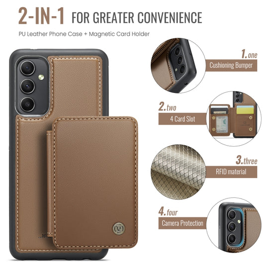 For Samsung Galaxy A34 5G JEEHOOD J05 Business Magnetic Style RFID Leather Phone Case(Brown) - Galaxy Phone Cases by JEEHOOD | Online Shopping UK | buy2fix