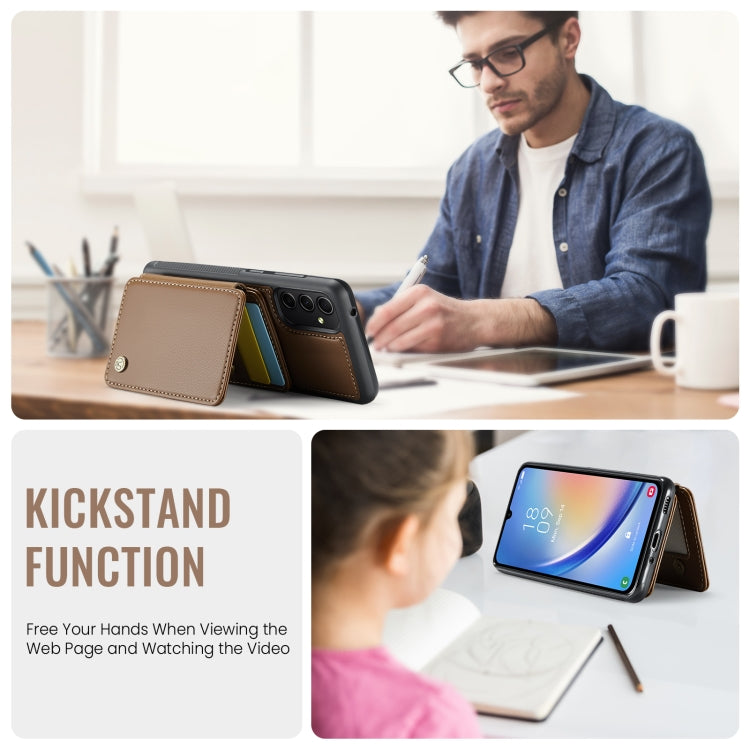 For Samsung Galaxy A34 5G JEEHOOD J05 Business Magnetic Style RFID Leather Phone Case(Brown) - Galaxy Phone Cases by JEEHOOD | Online Shopping UK | buy2fix