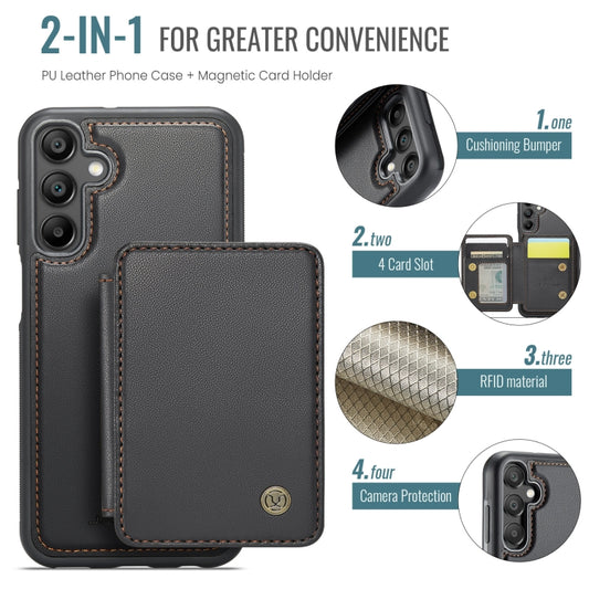For Samsung Galaxy A35 5G JEEHOOD J05 Business Magnetic Style RFID Leather Phone Case(Black) - Galaxy Phone Cases by JEEHOOD | Online Shopping UK | buy2fix