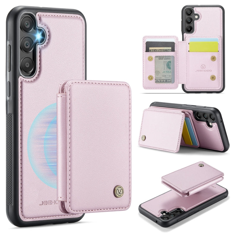 For Samsung Galaxy A55 5G JEEHOOD J05 Business Magnetic Style RFID Leather Phone Case(Pink) - Galaxy Phone Cases by JEEHOOD | Online Shopping UK | buy2fix