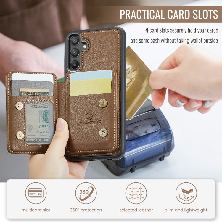 For Samsung Galaxy A55 5G JEEHOOD J05 Business Magnetic Style RFID Leather Phone Case(Brown) - Galaxy Phone Cases by JEEHOOD | Online Shopping UK | buy2fix