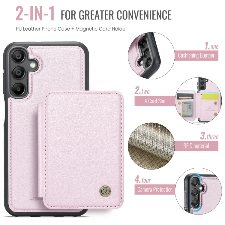 For Samsung Galaxy A16 5G JEEHOOD J05 Business Magnetic Style RFID Leather Phone Case(Pink) - Galaxy Phone Cases by JEEHOOD | Online Shopping UK | buy2fix
