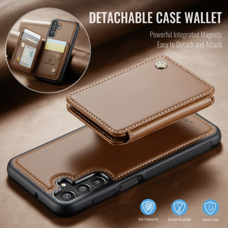 For Samsung Galaxy A16 5G JEEHOOD J05 Business Magnetic Style RFID Leather Phone Case(Brown) - Galaxy Phone Cases by JEEHOOD | Online Shopping UK | buy2fix