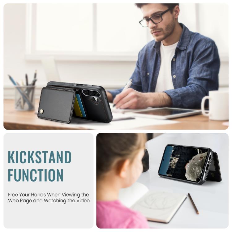 For Samsung Galaxy A26 5G JEEHOOD J05 Business Magnetic Style RFID Leather Phone Case(Black) - Galaxy Phone Cases by JEEHOOD | Online Shopping UK | buy2fix