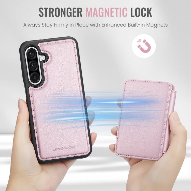 For Samsung Galaxy A56 5G JEEHOOD J05 Business Magnetic Style RFID Leather Phone Case(Pink) - Galaxy Phone Cases by JEEHOOD | Online Shopping UK | buy2fix