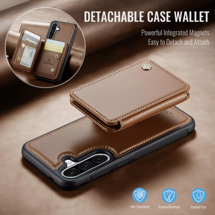 For Samsung Galaxy A56 5G JEEHOOD J05 Business Magnetic Style RFID Leather Phone Case(Brown) - Galaxy Phone Cases by JEEHOOD | Online Shopping UK | buy2fix