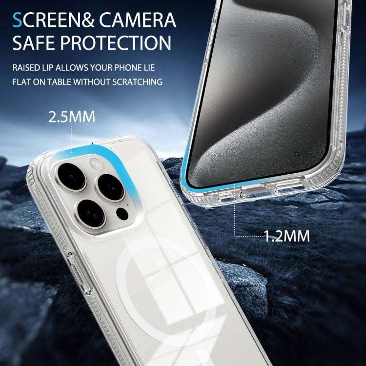 For iPhone 15 Lens Protection Frame MagSafe Phone Case(White) by buy2fix