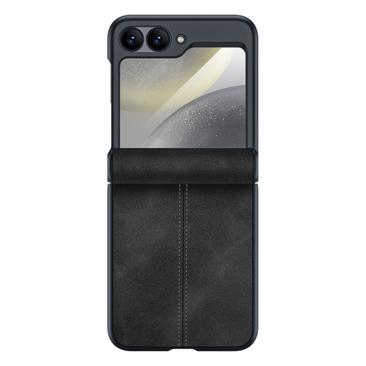 For Samsung Galaxy Z Flip6 Integrated Film Hinge Folding PU Phone Case(Black) - Galaxy Z Flip6 5G Cases by buy2fix | Online Shopping UK | buy2fix