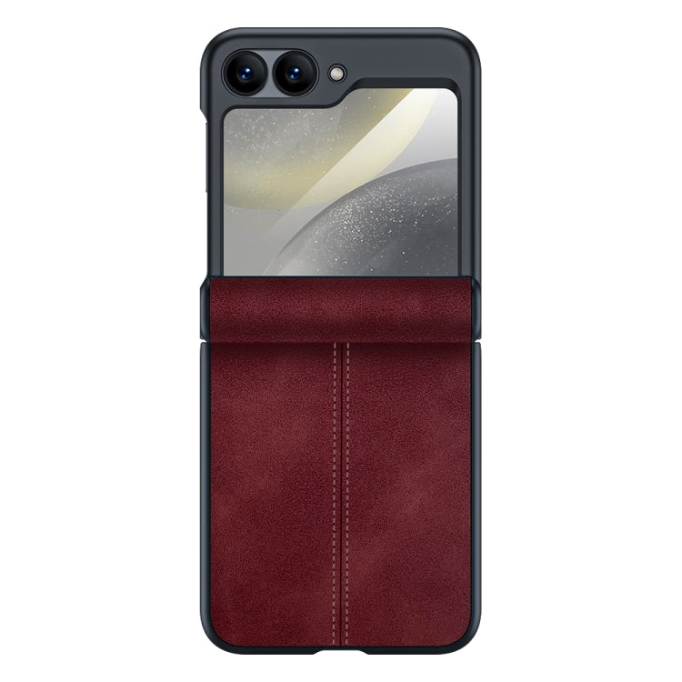 For Samsung Galaxy Z Flip6 Integrated Film Hinge Folding PU Phone Case(Red) - Galaxy Z Flip6 5G Cases by buy2fix | Online Shopping UK | buy2fix
