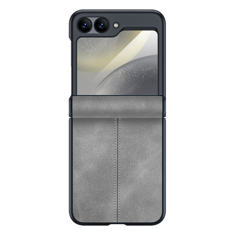 For Samsung Galaxy Z Flip6 Integrated Film Hinge Folding PU Phone Case(Grey) - Galaxy Z Flip6 5G Cases by buy2fix | Online Shopping UK | buy2fix