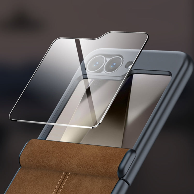 For Samsung Galaxy Z Flip6 Integrated Film Hinge Folding PU Phone Case(Grey) - Galaxy Z Flip6 5G Cases by buy2fix | Online Shopping UK | buy2fix