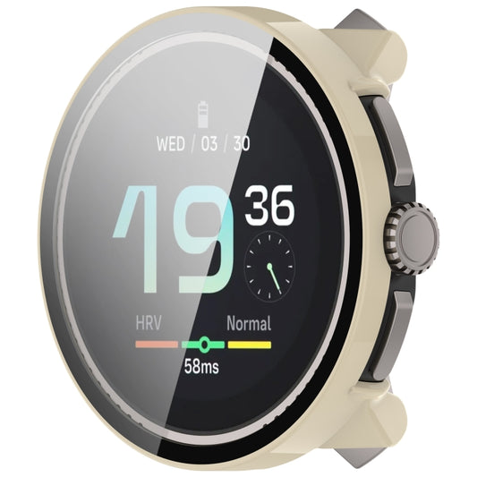 For Suunto Race S PC + Tempered Glass Film Integrated Watch Protective Case(Ivory White) by buy2fix