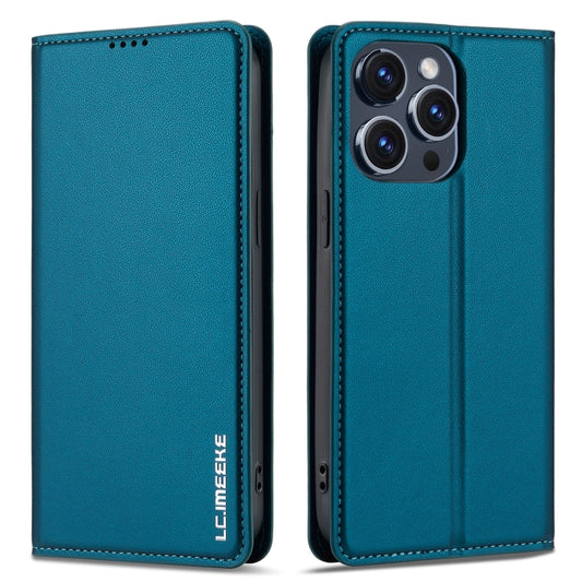 For iPhone 14 Pro Max LC.IMEEKE L1 Series Frosted Fine Texture PU Phone Case(Blue) - iPhone 14 Pro Max Cases by LC.IMEEKE | Online Shopping UK | buy2fix