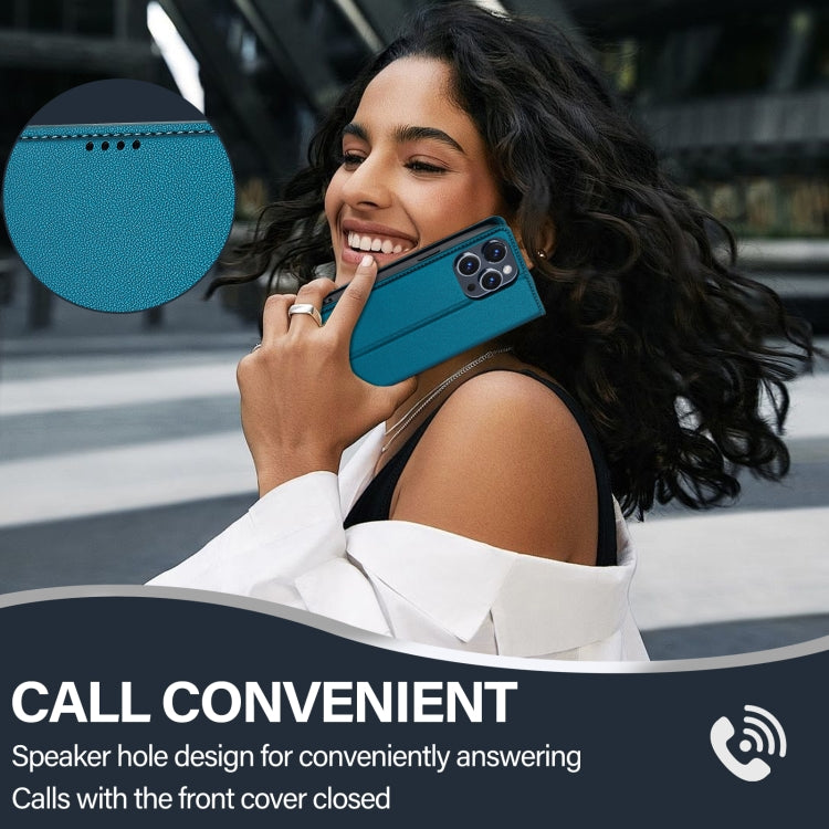 For iPhone 14 Pro LC.IMEEKE L1 Series Frosted Fine Texture PU Phone Case(Blue) - iPhone 14 Pro Cases by LC.IMEEKE | Online Shopping UK | buy2fix