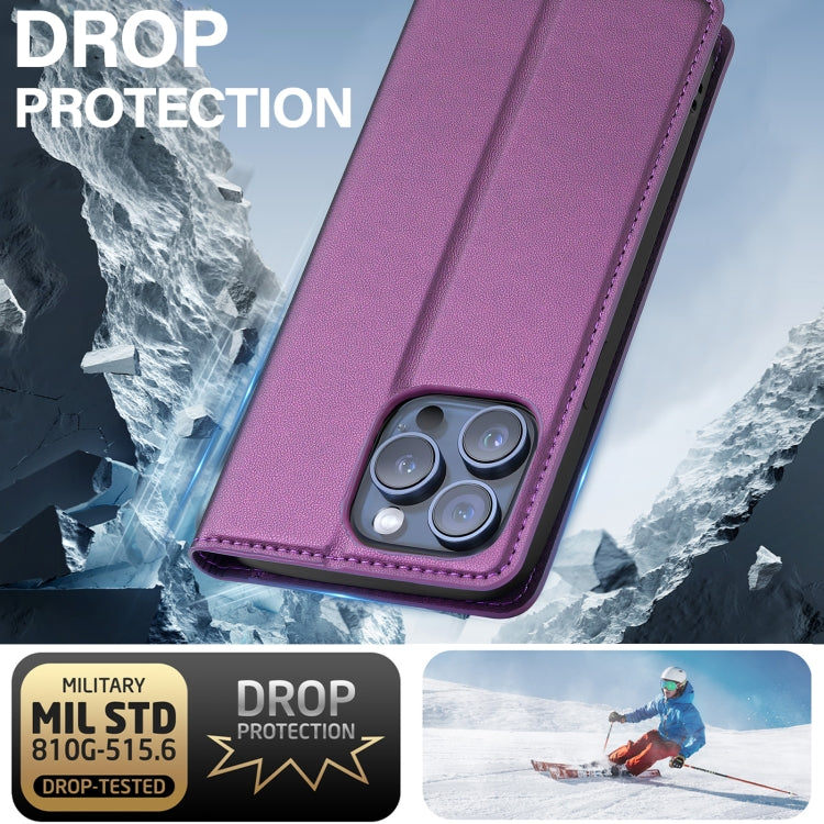 For iPhone 14 Pro LC.IMEEKE L1 Series Frosted Fine Texture PU Phone Case(Purple) - iPhone 14 Pro Cases by LC.IMEEKE | Online Shopping UK | buy2fix