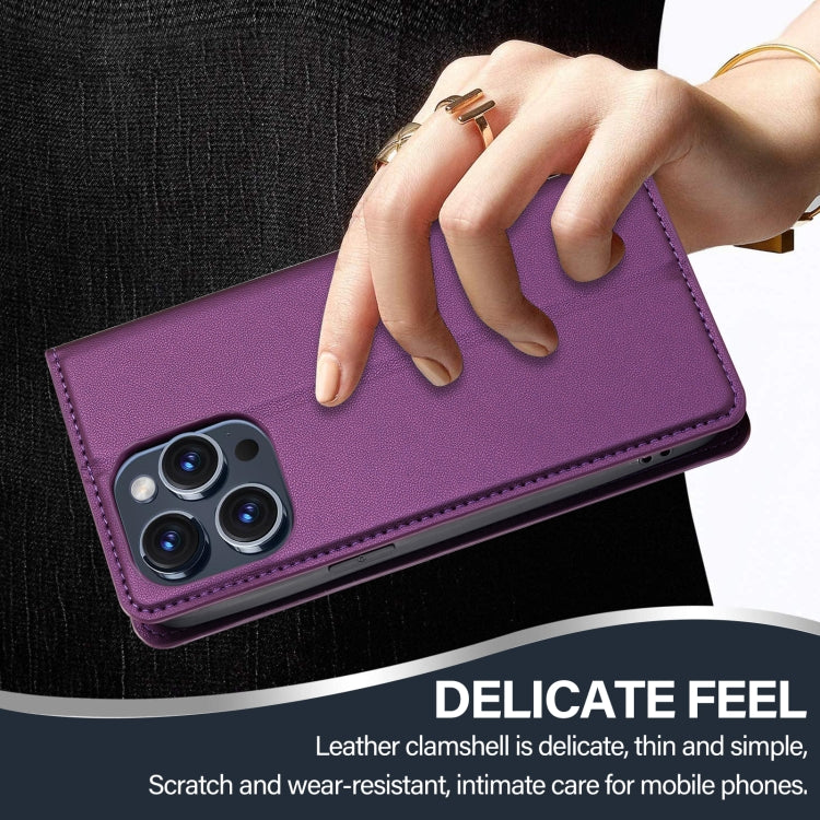 For iPhone 14 Pro LC.IMEEKE L1 Series Frosted Fine Texture PU Phone Case(Purple) - iPhone 14 Pro Cases by LC.IMEEKE | Online Shopping UK | buy2fix