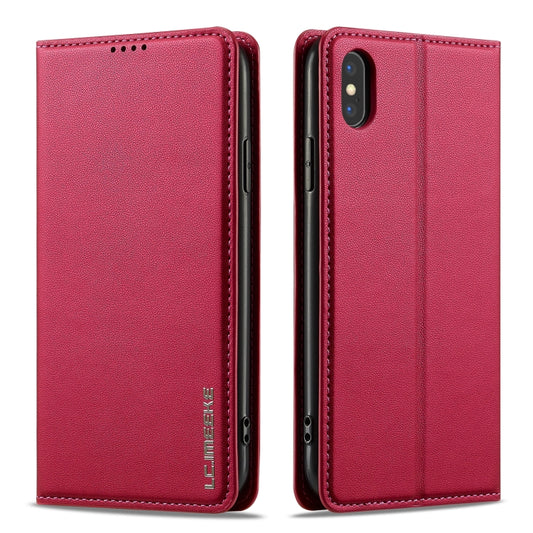 For iPhone XS Max LC.IMEEKE L1 Series Frosted Fine Texture PU Phone Case(Red) - More iPhone Cases by LC.IMEEKE | Online Shopping UK | buy2fix
