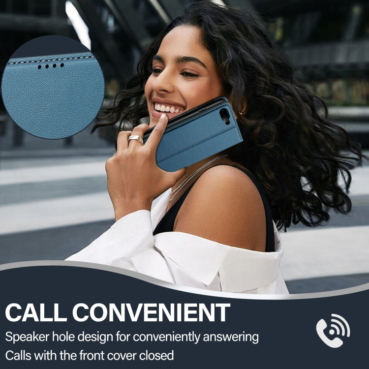 For iPhone 7 / 8 / SE 2020 LC.IMEEKE L1 Series Frosted Fine Texture PU Phone Case(Blue) - iPhone SE 2022 / 2020 / 8 / 7 Cases by LC.IMEEKE | Online Shopping UK | buy2fix