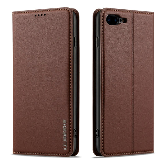 For iPhone SE 2022 LC.IMEEKE L1 Series Frosted Fine Texture PU Phone Case(Brown) - iPhone SE 2022 / 2020 / 8 / 7 Cases by LC.IMEEKE | Online Shopping UK | buy2fix