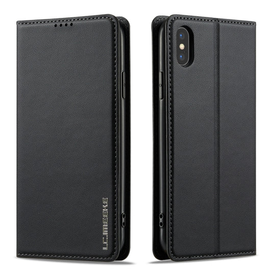 For iPhone X / XS LC.IMEEKE L1 Series Frosted Fine Texture PU Phone Case(Black) - More iPhone Cases by LC.IMEEKE | Online Shopping UK | buy2fix
