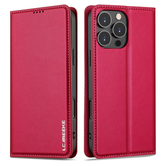 For iPhone 16 Pro LC.IMEEKE L1 Series Frosted Fine Texture PU Phone Case(Red) by LC.IMEEKE