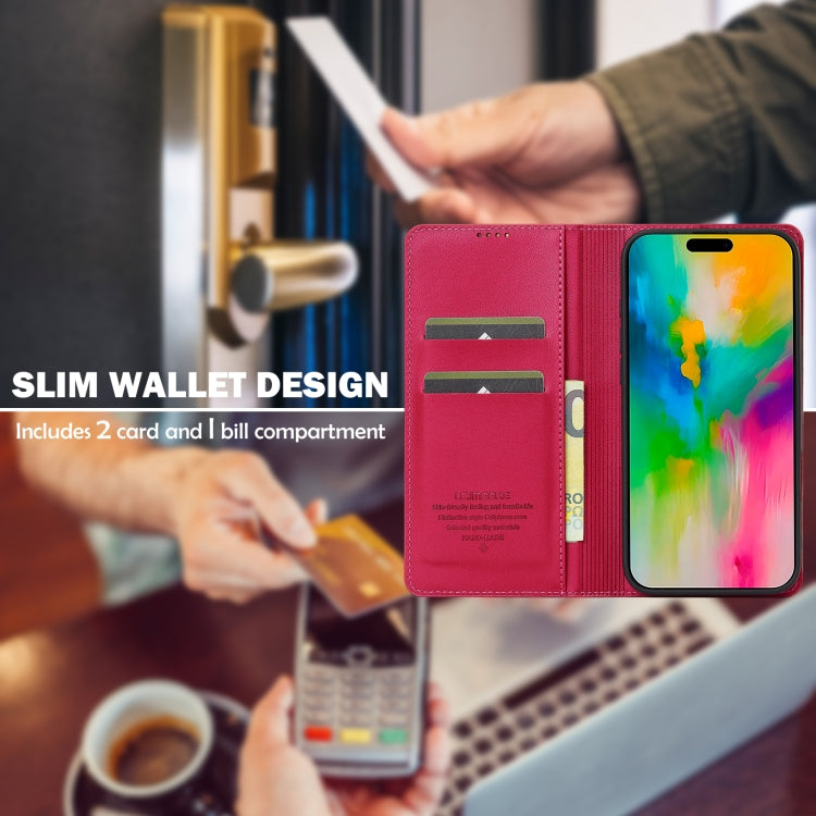 For iPhone 16 Plus LC.IMEEKE L1 Series Frosted Fine Texture PU Phone Case(Red) - iPhone 16 Plus Cases by LC.IMEEKE | Online Shopping UK | buy2fix