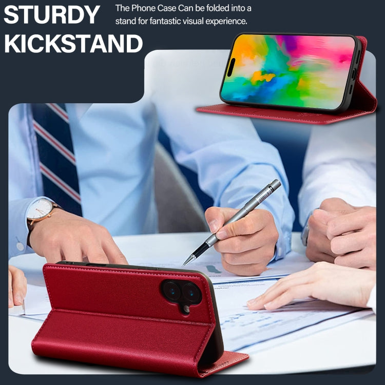 For iPhone 16 Plus LC.IMEEKE L1 Series Frosted Fine Texture PU Phone Case(Red) - iPhone 16 Plus Cases by LC.IMEEKE | Online Shopping UK | buy2fix