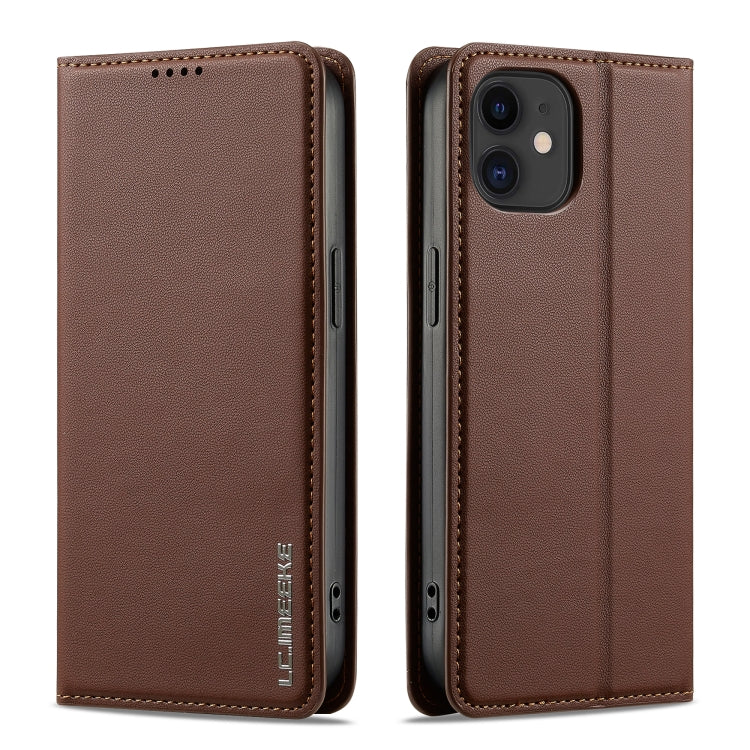 For iPhone 12 / 12 Pro LC.IMEEKE L1 Series Frosted Fine Texture PU Phone Case(Brown) - iPhone 12 / 12 Pro Cases by LC.IMEEKE | Online Shopping UK | buy2fix