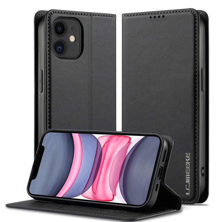 For iPhone 12 mini / 13 mini LC.IMEEKE L1 Series Frosted Fine Texture PU Phone Case(Black) - iPhone 12 mini Cases by LC.IMEEKE | Online Shopping UK | buy2fix