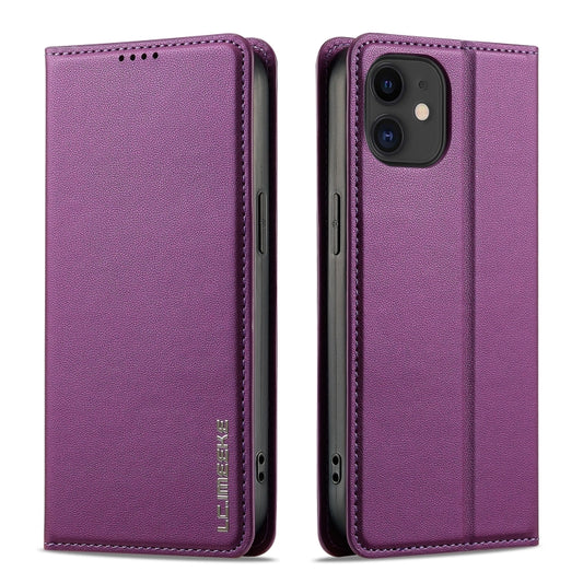 For iPhone 12 mini / 13 mini LC.IMEEKE L1 Series Frosted Fine Texture PU Phone Case(Purple) - iPhone 12 mini Cases by LC.IMEEKE | Online Shopping UK | buy2fix