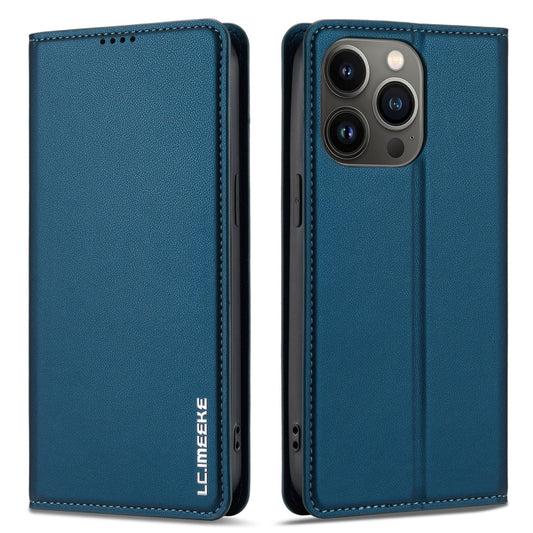 For iPhone 12 Pro Max LC.IMEEKE L1 Series Frosted Fine Texture PU Phone Case(Blue) - iPhone 12 Pro Max Cases by LC.IMEEKE | Online Shopping UK | buy2fix